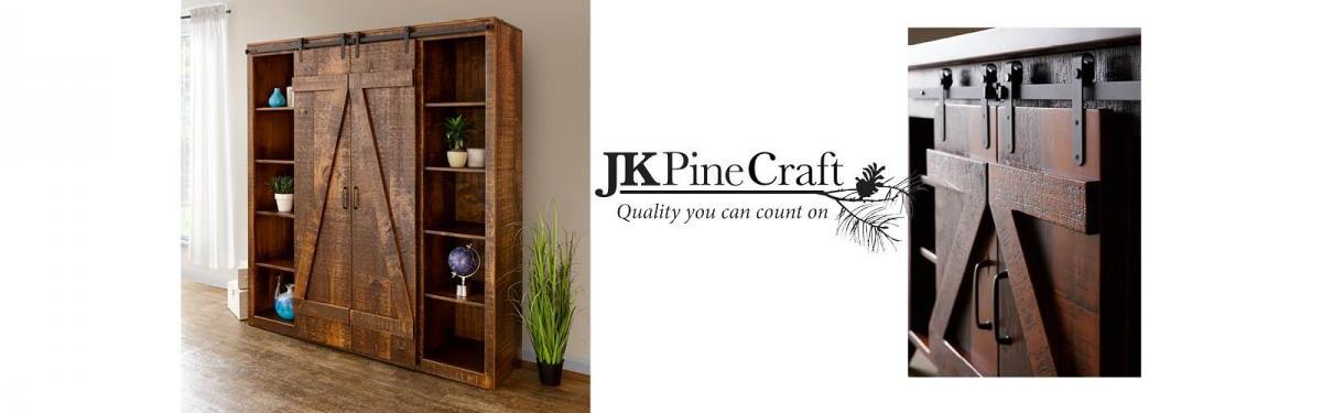 JK Pine Craft Barn Door Bookcase