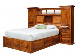 Mt. Eden Woodworks Queen Bed with Attached Wall Unit and Drawers