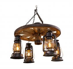 Countryside Rustic Log Wagon Wheel Chandelier 