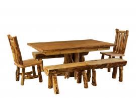 Countryside Rustic Log Dining Set w/ Bench