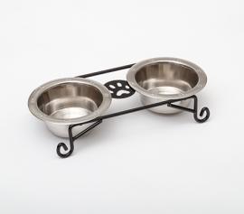 Black Low Wrought Iron Pint Pet Feeder