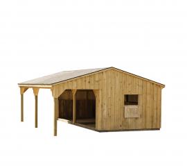 J&N Structures 12x24 Run-in Shed w/ Lean To Drop Vent