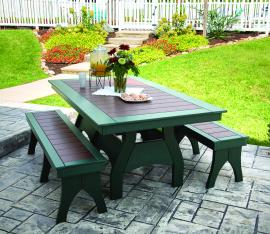 Meadow View Lawn Creations Dining Table w/ Deluxe Benches