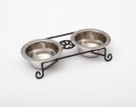 Black Low Wrought Iron Pint Pet Feeder