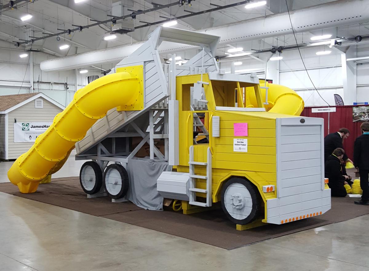 Kinzer Woodworking's Painted Playset resembling dump truck